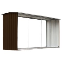 vidaXL malkas nojume, brūna, 330x92x153 cm, cinkots tērauds цена и информация | Садовые сараи, дровницы | 220.lv