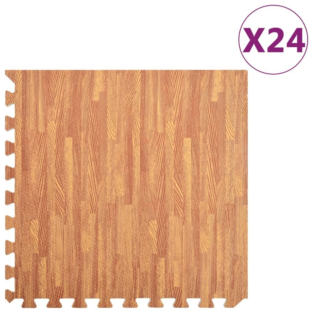 vidaXL grīdas paklājiņi, 24 gab., 8,64 ㎡, EVA putas, koka tekstūra cena un informācija | Āra grīdas segumi | 220.lv