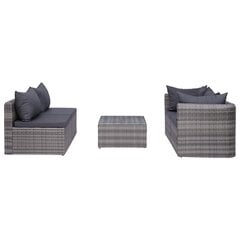 vidaXL 5-daļīgs dārza dīvāna komplekts ar matračiem, pelēks PE pinums цена и информация | Комплекты уличной мебели | 220.lv