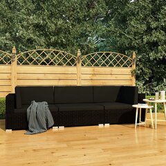 vidaXL 3-daļīgs dārza dīvāna komplekts ar matračiem, melns PE pinums cena un informācija | Dārza mēbeļu komplekti | 220.lv