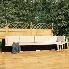 vidaXL 4-daļīgs dārza dīvāna komplekts ar matračiem, melns PE cena un informācija | Dārza mēbeļu komplekti | 220.lv