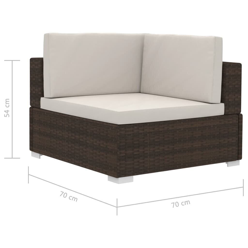 vidaXL 4-daļīgs dārza dīvāna komplekts ar matračiem, brūns PE pinums цена и информация | Dārza mēbeļu komplekti | 220.lv