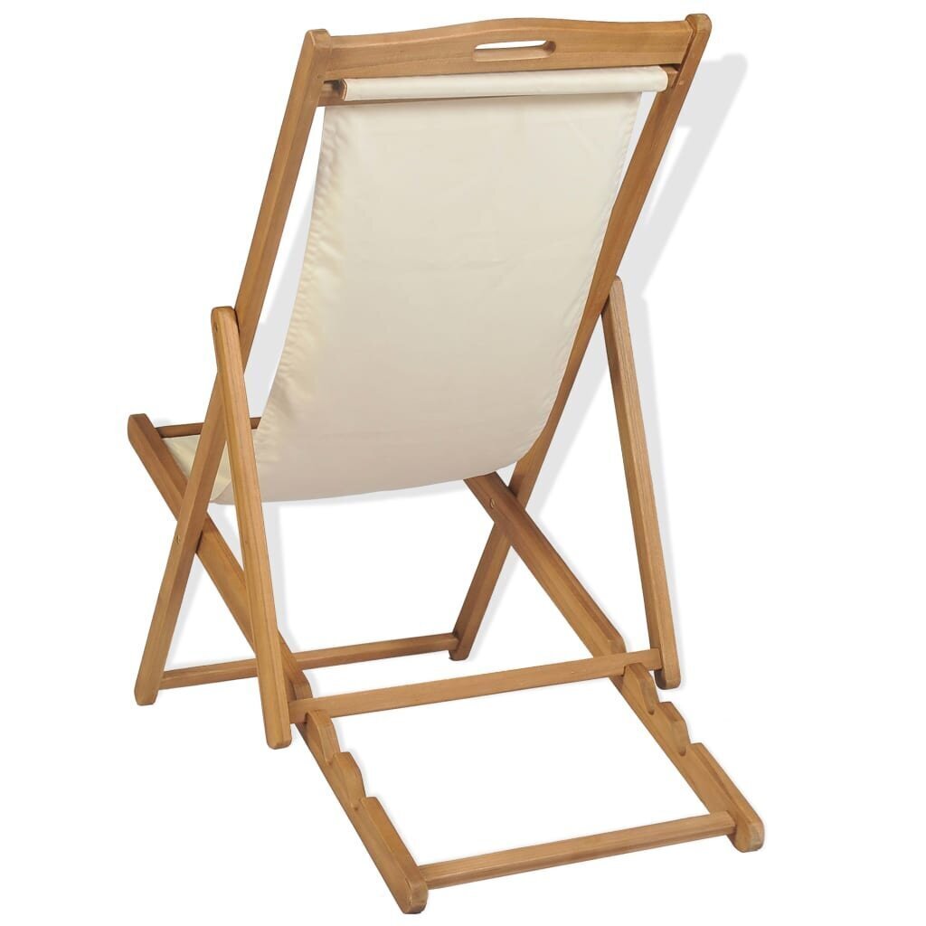vidaXL pludmales krēsls, 56x105x96 cm, tīkkoks, krēmkrāsā цена и информация | Sauļošanās krēsli | 220.lv