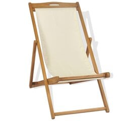 vidaXL pludmales krēsls, 56x105x96 cm, tīkkoks, krēmkrāsā цена и информация | Шезлонги | 220.lv