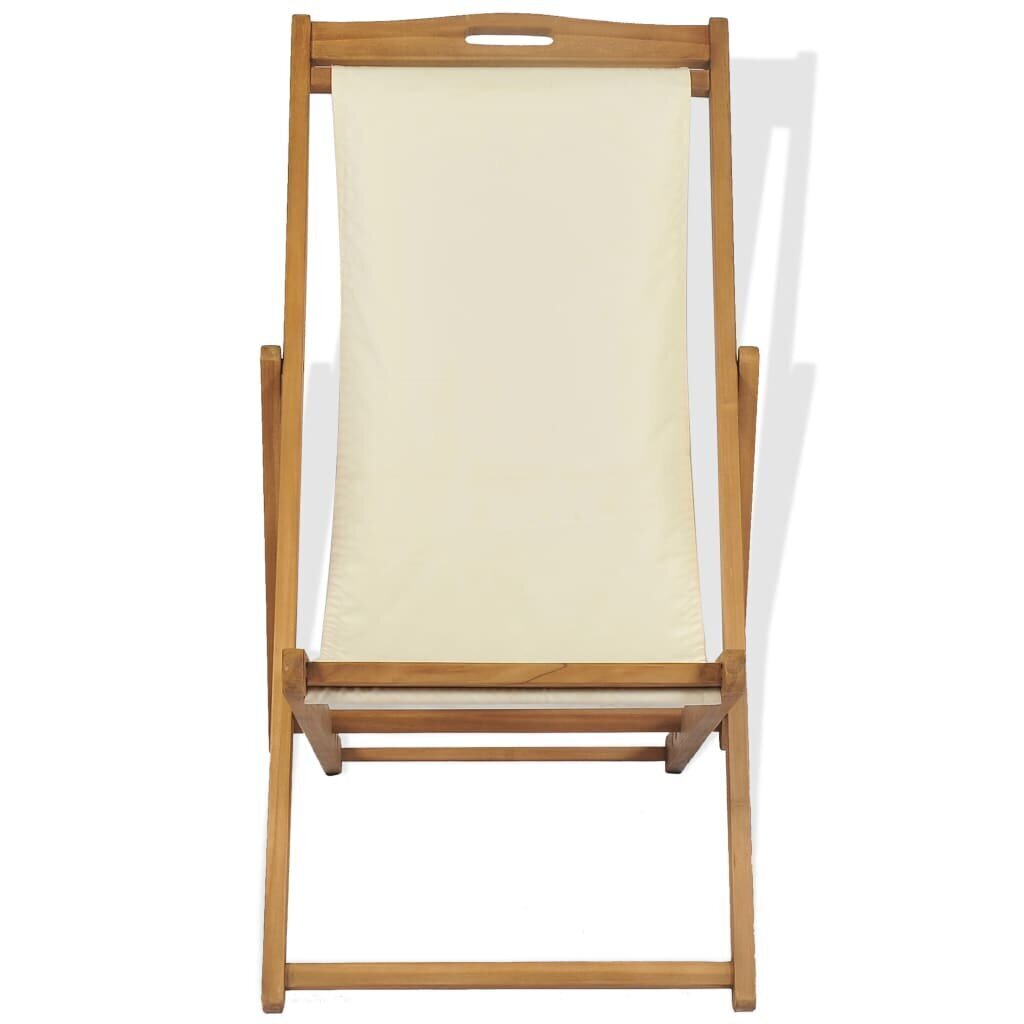 vidaXL pludmales krēsls, 56x105x96 cm, tīkkoks, krēmkrāsā cena un informācija | Sauļošanās krēsli | 220.lv