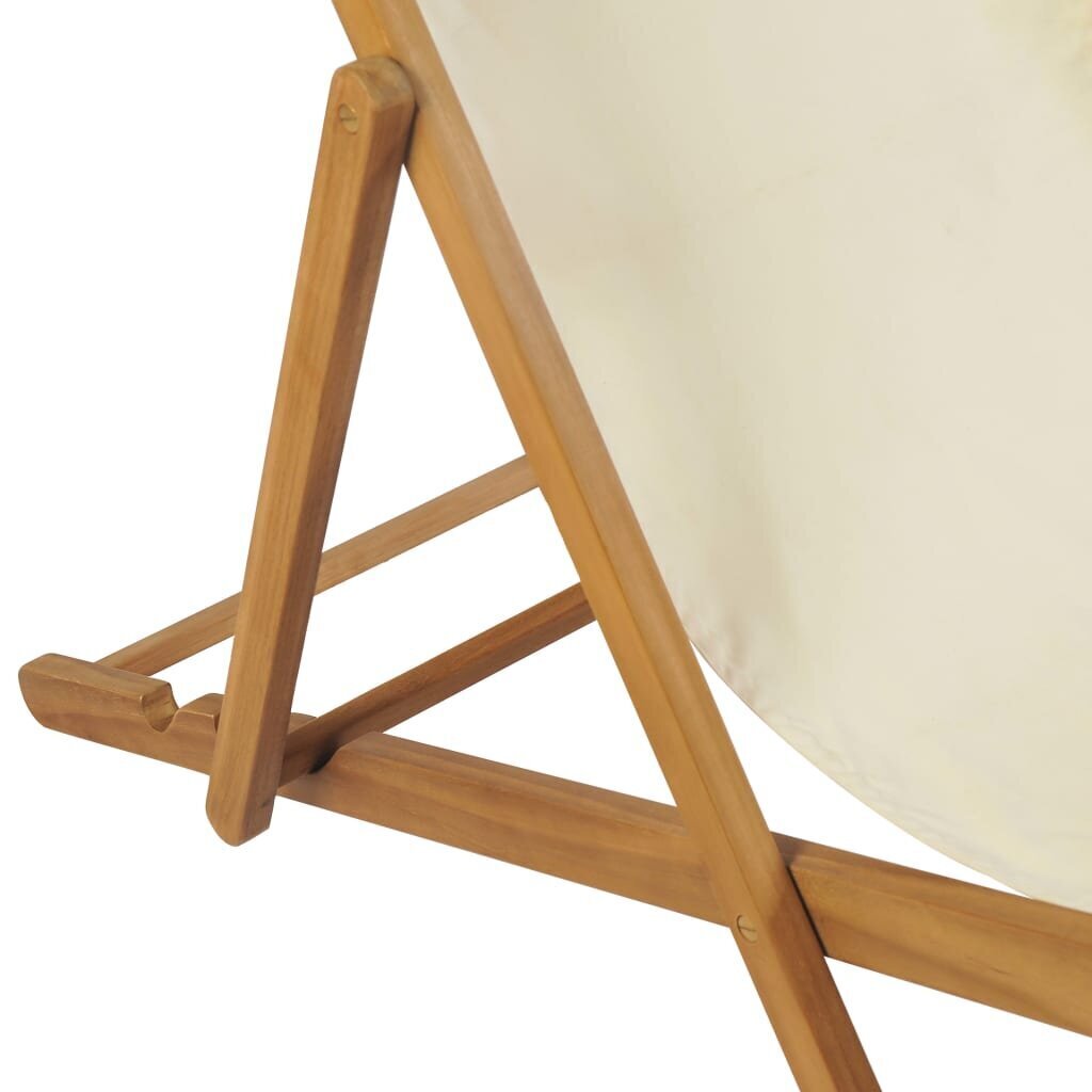 vidaXL pludmales krēsls, 56x105x96 cm, tīkkoks, krēmkrāsā цена и информация | Sauļošanās krēsli | 220.lv