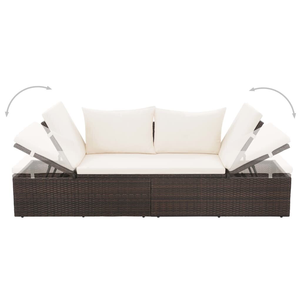 vidaXL dārza gulta, brūna, 195x60 cm, PE rotangpalma cena un informācija | Sauļošanās krēsli | 220.lv