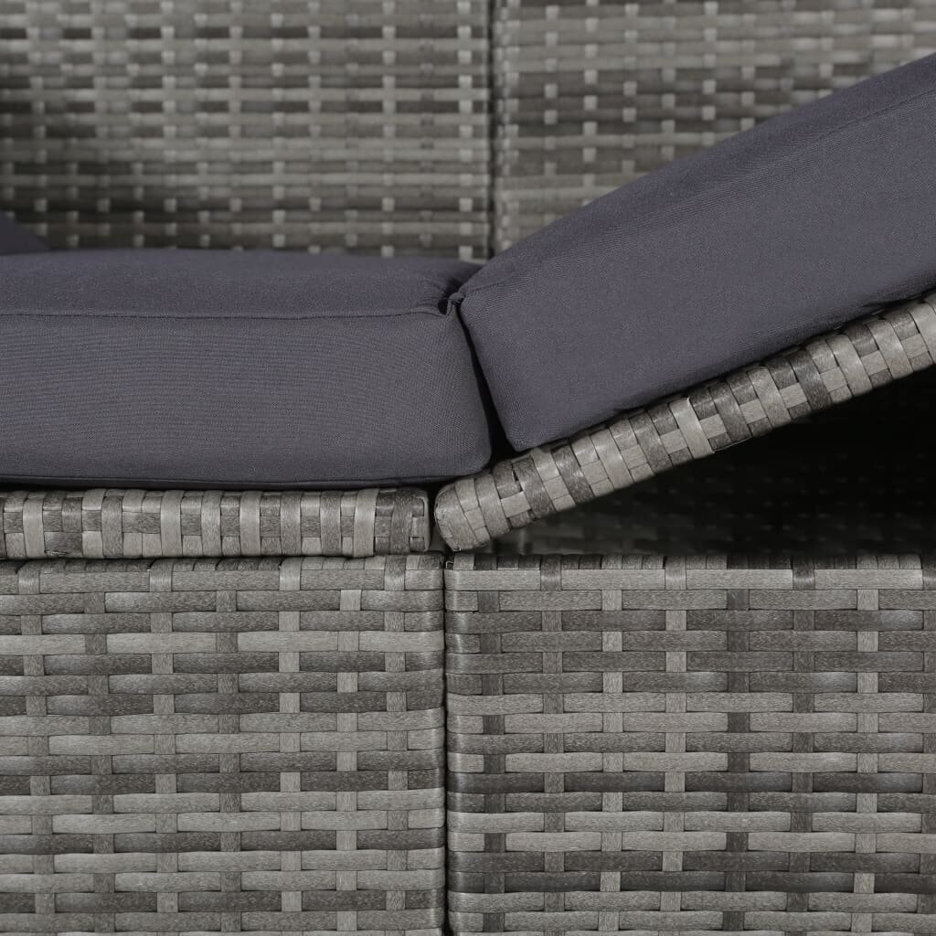 vidaXL dārza gulta ar jumtiņu, pelēka, 205x62 cm, PE rotangpalma цена и информация | Sauļošanās krēsli | 220.lv
