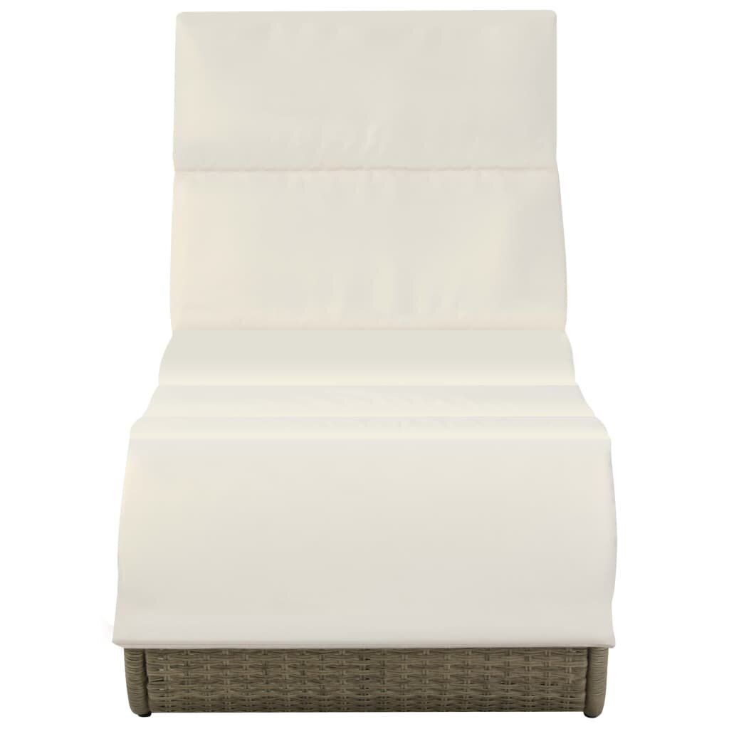 vidaXL sauļošanās krēsls ar matraci, PE rotangpalma, pelēks cena un informācija | Sauļošanās krēsli | 220.lv