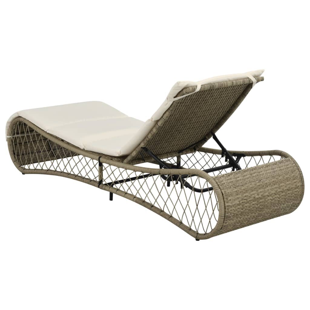 vidaXL sauļošanās krēsls ar matraci, PE rotangpalma, pelēks cena un informācija | Sauļošanās krēsli | 220.lv