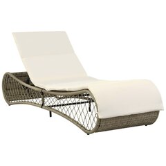vidaXL sauļošanās krēsls ar matraci, PE rotangpalma, pelēks цена и информация | Шезлонги | 220.lv
