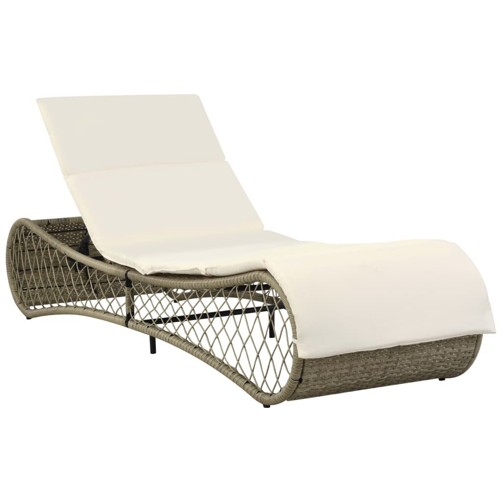vidaXL sauļošanās krēsls ar matraci, PE rotangpalma, pelēks цена и информация | Sauļošanās krēsli | 220.lv