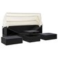 vidaXL dārza gulta ar jumtiņu, melna, 200x60x124 cm, PE rotangpalma cena un informācija | Sauļošanās krēsli | 220.lv