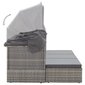 vidaXL dārza gulta ar jumtiņu, pelēka, 200x60x124 cm, PE rotangpalma cena un informācija | Sauļošanās krēsli | 220.lv