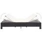 vidaXL sauļošanās gulta ar matraci, melna, PE pinums, divvietīga cena un informācija | Sauļošanās krēsli | 220.lv