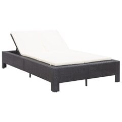 vidaXL sauļošanās gulta ar matraci, melna, PE pinums, divvietīga цена и информация | Шезлонги | 220.lv