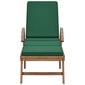vidaXL sauļošanās zvilnis ar matraci, masīvs tīkkoks, zaļš cena un informācija | Sauļošanās krēsli | 220.lv