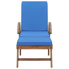 vidaXL sauļošanās zvilnis ar matraci, masīvs tīkkoks, zils cena un informācija | Sauļošanās krēsli | 220.lv