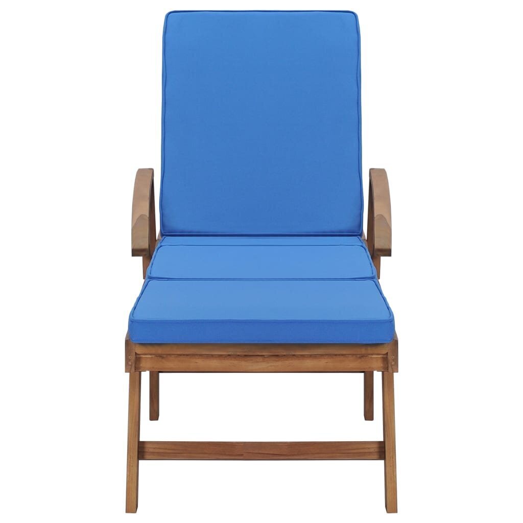 vidaXL sauļošanās zvilnis ar matraci, masīvs tīkkoks, zils cena un informācija | Sauļošanās krēsli | 220.lv
