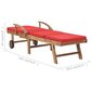 vidaXL sauļošanās zvilnis ar matraci, masīvs tīkkoks, sarkans cena un informācija | Sauļošanās krēsli | 220.lv