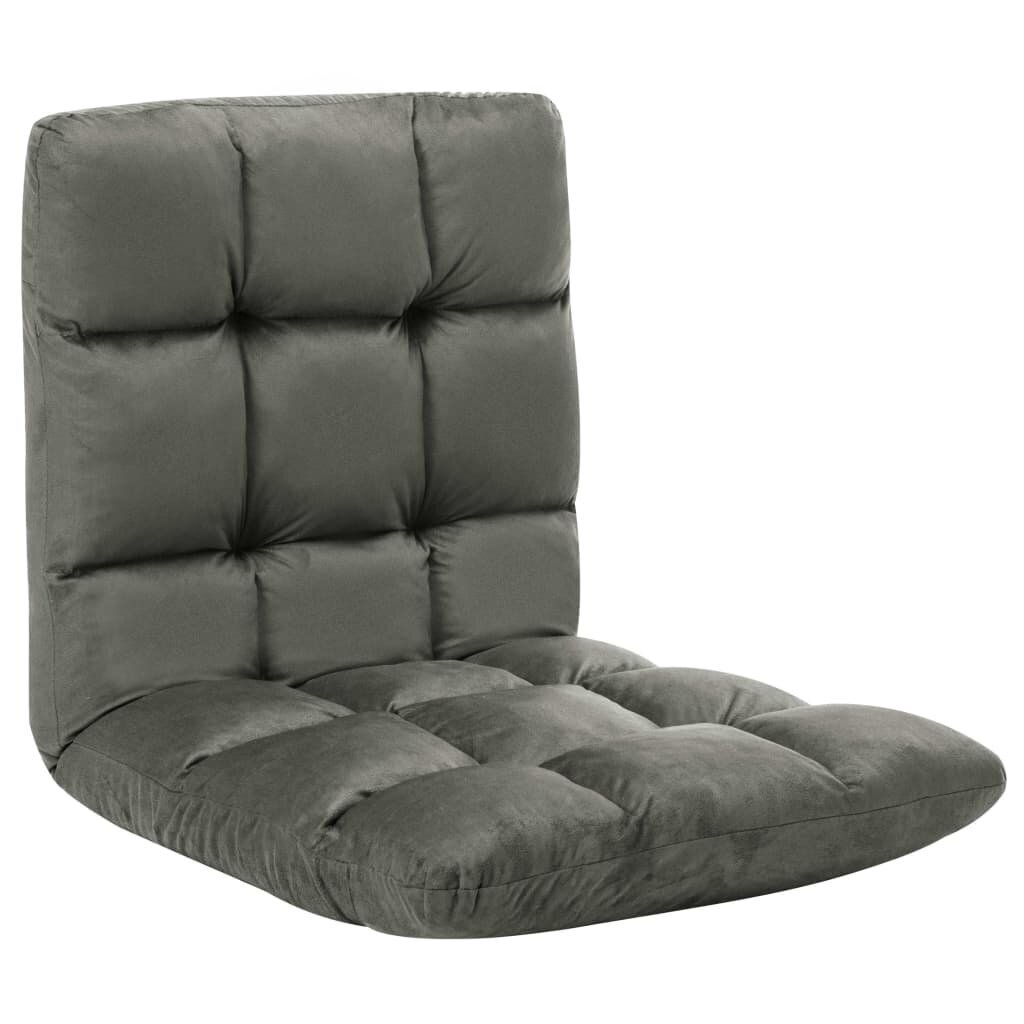 vidaXL salokāms grīdas krēsls, tumši pelēka mikrošķiedra cena un informācija | Sauļošanās krēsli | 220.lv