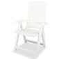 vidaXL atgāžami dārza krēsli, 4 gab., plastmasa, balti cena un informācija | Dārza krēsli | 220.lv