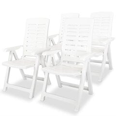 vidaXL atgāžami dārza krēsli, 4 gab., plastmasa, balti cena un informācija | Dārza krēsli | 220.lv