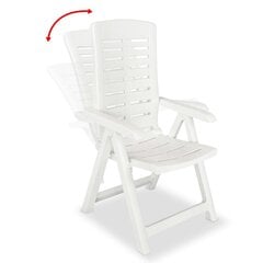 vidaXL atgāžami dārza krēsli, 6 gab., plastmasa, balti cena un informācija | Dārza krēsli | 220.lv