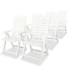 vidaXL atgāžami dārza krēsli, 6 gab., plastmasa, balti cena un informācija | Dārza krēsli | 220.lv