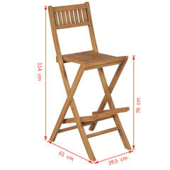 vidaXL saliekami dārza bāra krēsli, 2 gab., masīvs tīkkoks cena un informācija | Dārza krēsli | 220.lv