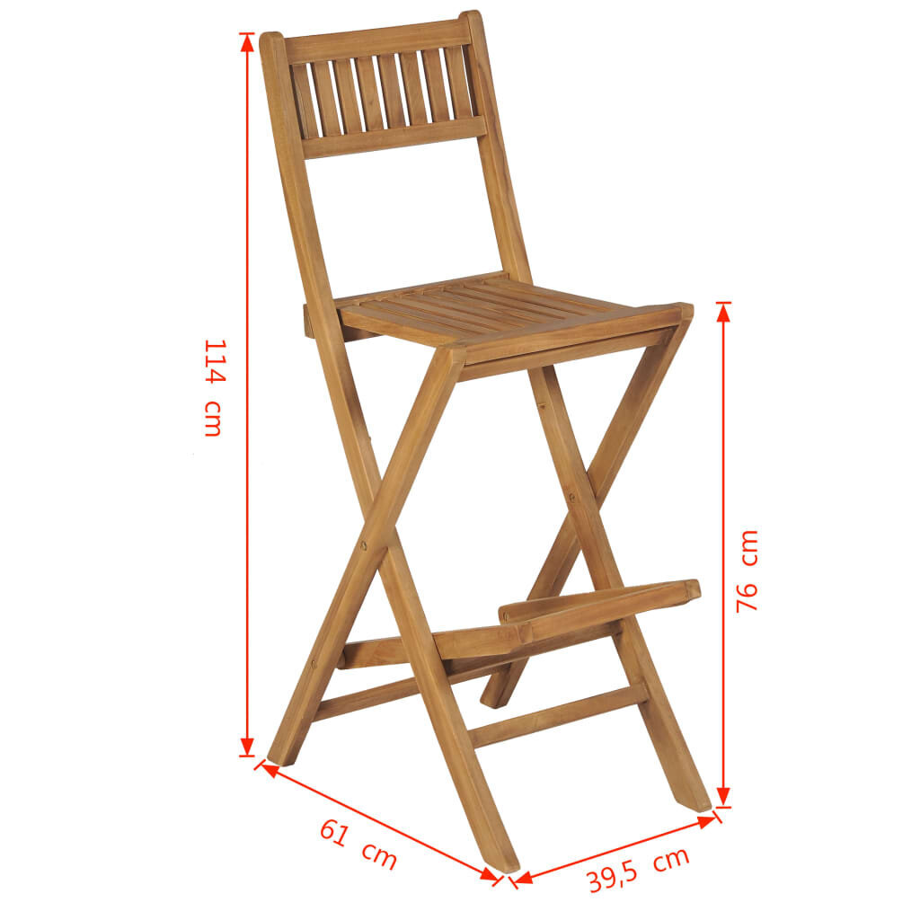 vidaXL saliekami dārza bāra krēsli, 2 gab., masīvs tīkkoks цена и информация | Dārza krēsli | 220.lv