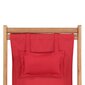 vidaXL saliekams pludmales krēsls, sarkans audums, koka rāmis cena un informācija | Dārza krēsli | 220.lv