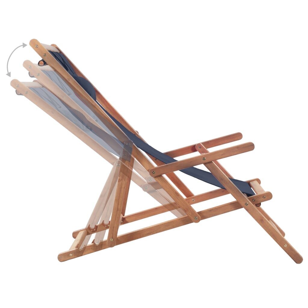 vidaXL saliekams pludmales krēsls, zils audums, koka rāmis цена и информация | Dārza krēsli | 220.lv