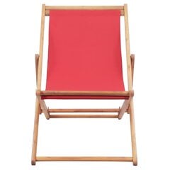 vidaXL salokāms pludmales krēsls, sarkans audums, koka rāmis cena un informācija | Dārza krēsli | 220.lv