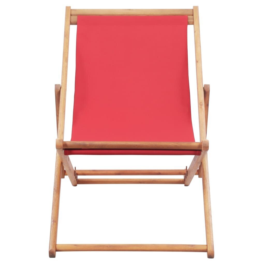 vidaXL salokāms pludmales krēsls, sarkans audums, koka rāmis cena un informācija | Dārza krēsli | 220.lv