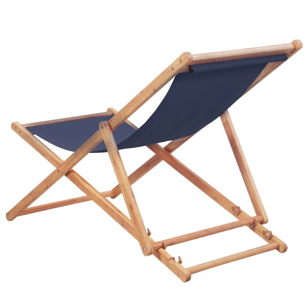 vidaXL saliekams pludmales krēsls, zils audums, koka rāmis cena un informācija | Dārza krēsli | 220.lv