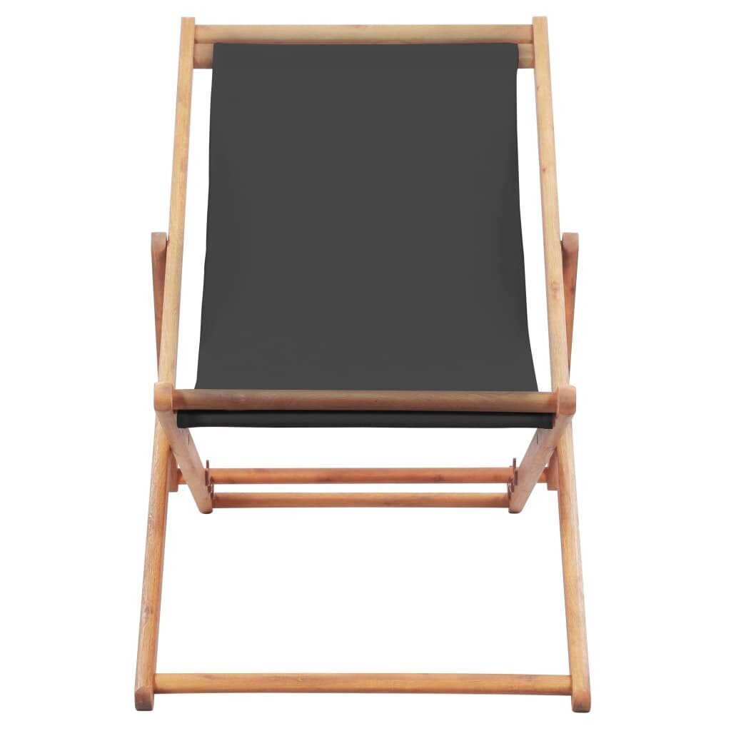 vidaXL salokāms pludmales krēsls, pelēks audums, koka rāmis цена и информация | Dārza krēsli | 220.lv