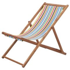 vidaXL salokāms pludmales krēsls, krāsains audums, koka rāmis cena un informācija | Dārza krēsli | 220.lv