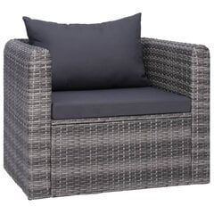vidaXL dārza krēsls ar matraci un spilvenu, PE rotangpalma, pelēks cena un informācija | Dārza krēsli | 220.lv