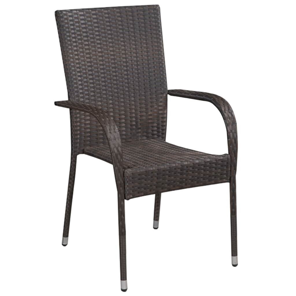 vidaXL dārza krēsli, 2 gab., PE rotangpalma, brūni цена и информация | Dārza krēsli | 220.lv