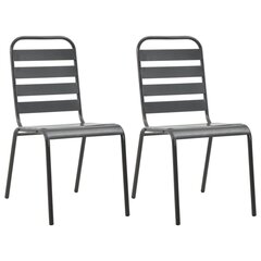 vidaXL dārza krēsli, 2 gab., tērauds, pelēki, saliekami viens uz otra cena un informācija | Dārza krēsli | 220.lv