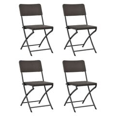 vidaXL saliekami dārza krēsli, 4 gab., HDPE, tērauds, brūni cena un informācija | Dārza krēsli | 220.lv