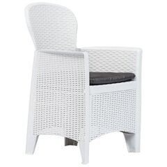 vidaXL dārza krēsli ar spilvenu, 2 gab., balti, plastmasas pinums cena un informācija | Dārza krēsli | 220.lv
