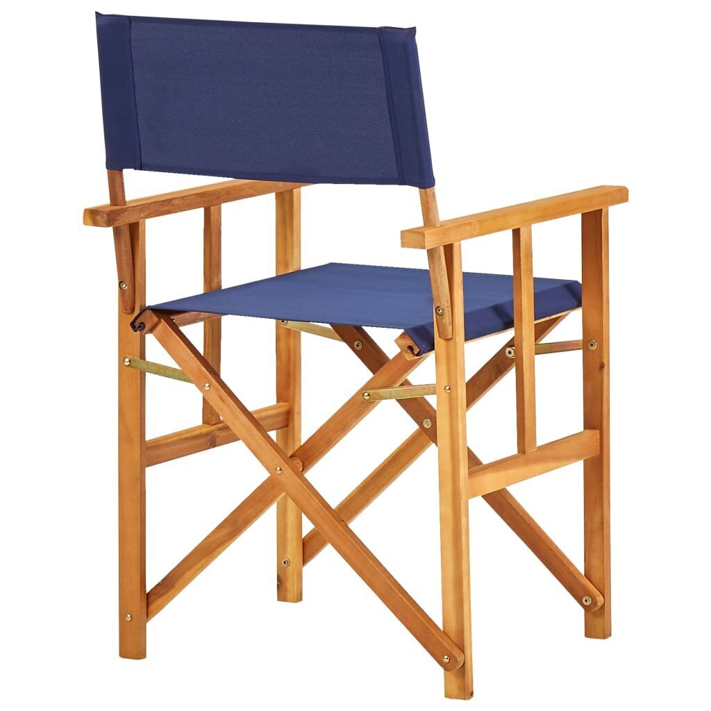 vidaXL režisora krēsls, zils, akācijas masīvkoks цена и информация | Dārza krēsli | 220.lv