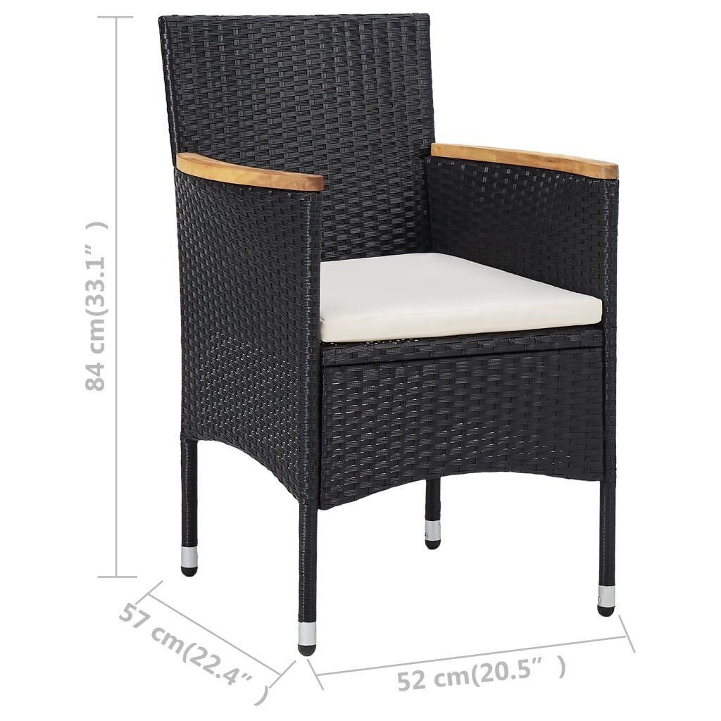 vidaXL dārza krēsli, 2 gab., PE rotangpalma, melni цена и информация | Dārza krēsli | 220.lv