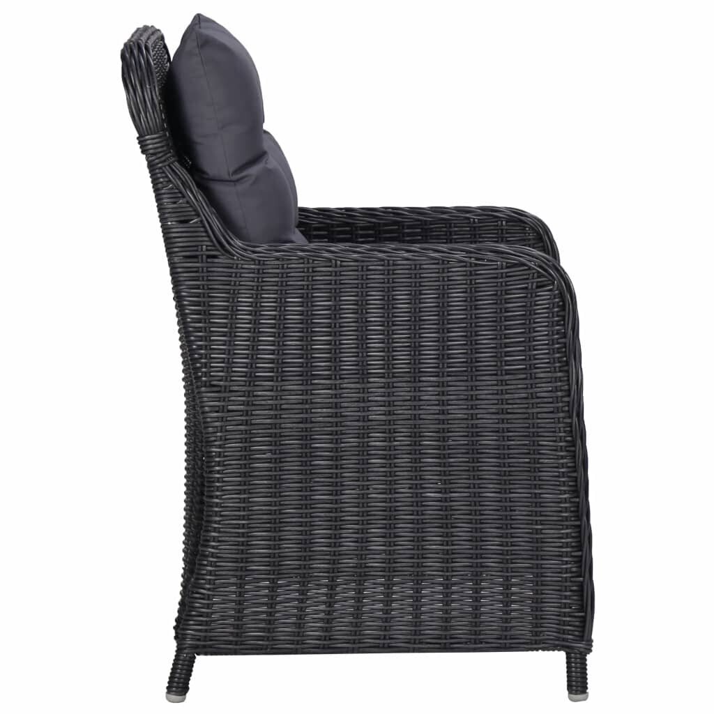 vidaXL dārza krēsli, 2 gab., ar galdiņu, melna PE rotangpalma cena un informācija | Dārza krēsli | 220.lv
