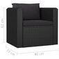 vidaXL dīvāns ar matračiem, melns PE pinums cena un informācija | Dārza krēsli | 220.lv