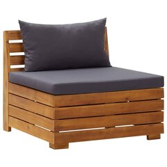 vidaXL vidējais dīvāns ar matračiem, 1 gab., akācijas masīvkoks cena un informācija | Dārza krēsli | 220.lv