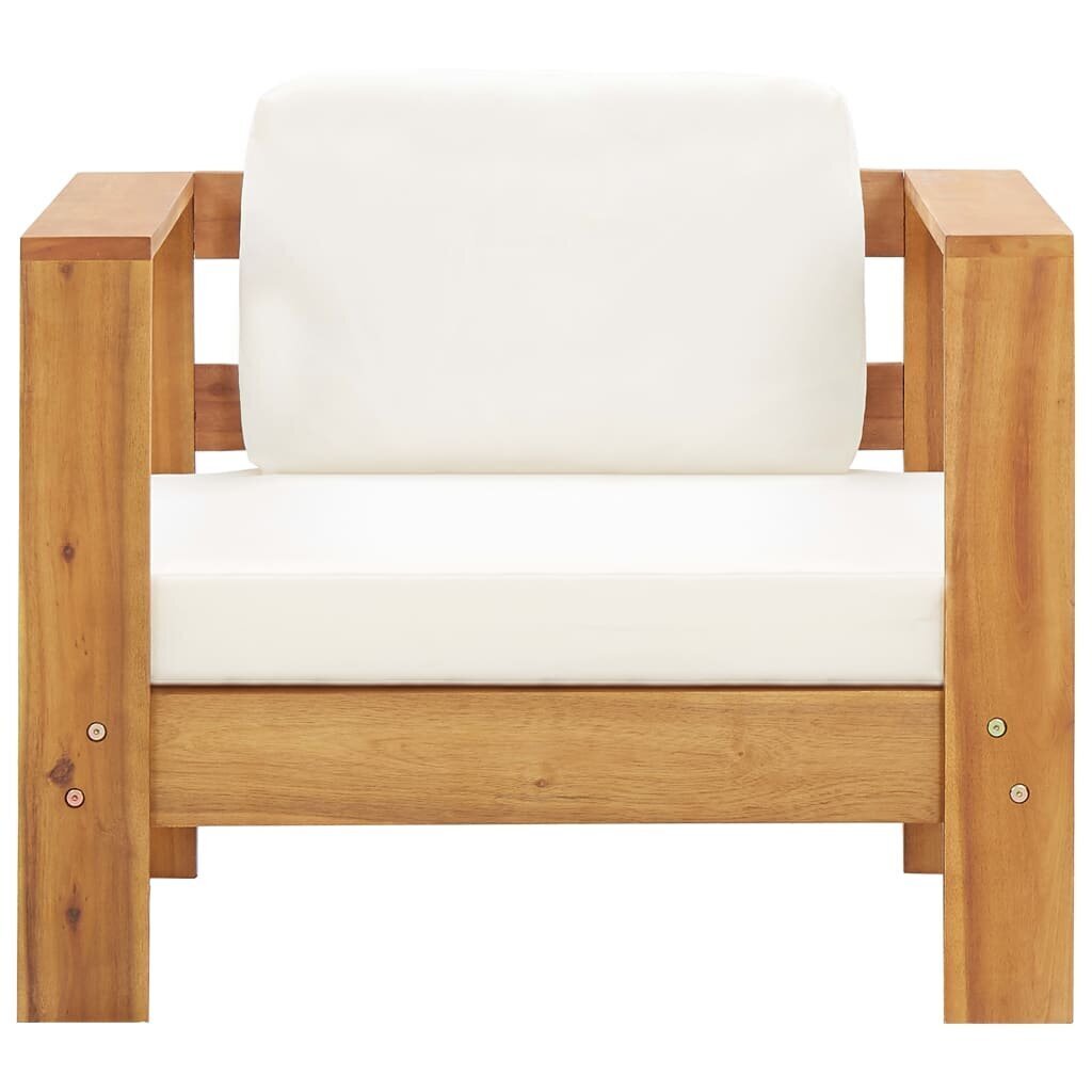 vidaXL dārza krēsls ar matraci, krēmbalts, akācijas masīvkoks cena un informācija | Dārza krēsli | 220.lv