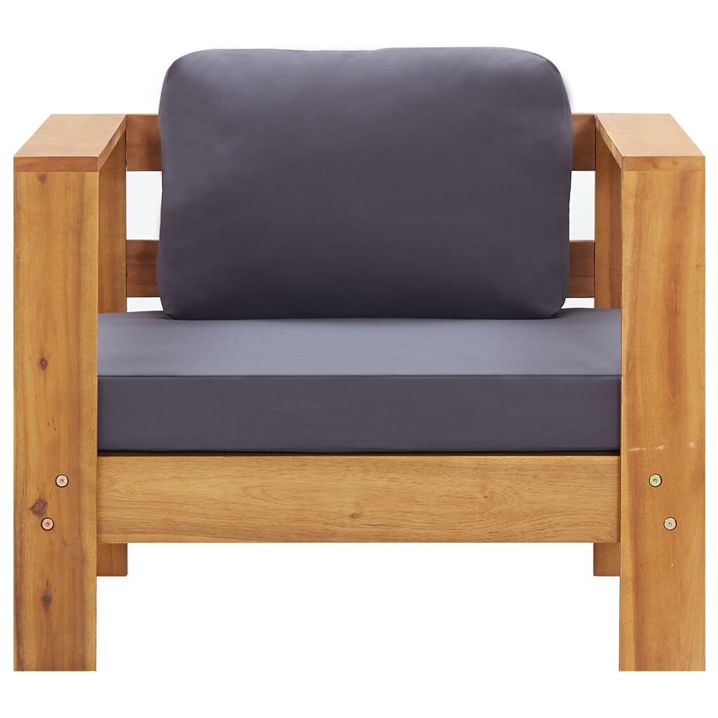 vidaXL dārza krēsls ar matraci, tumši pelēks, akācijas masīvkoks cena un informācija | Dārza krēsli | 220.lv